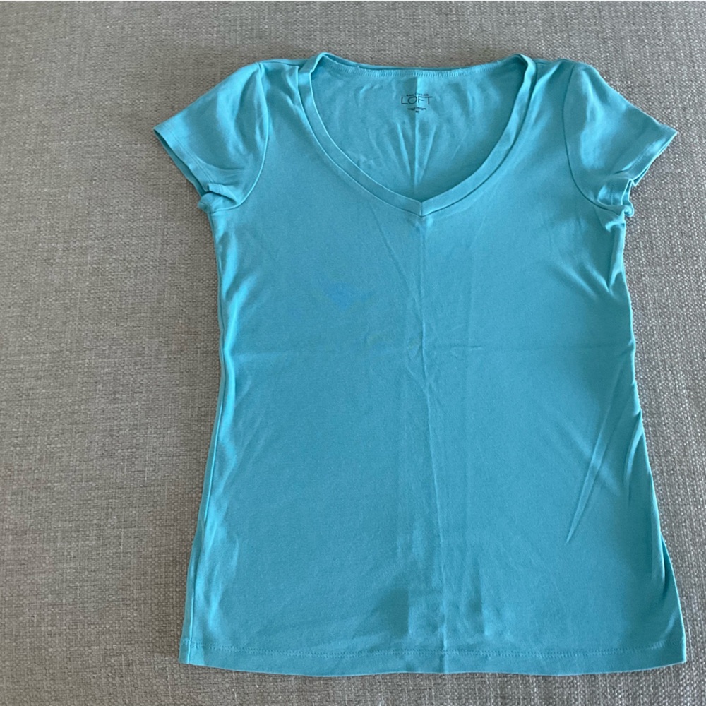 LOFT Turquoise V-Neck Top